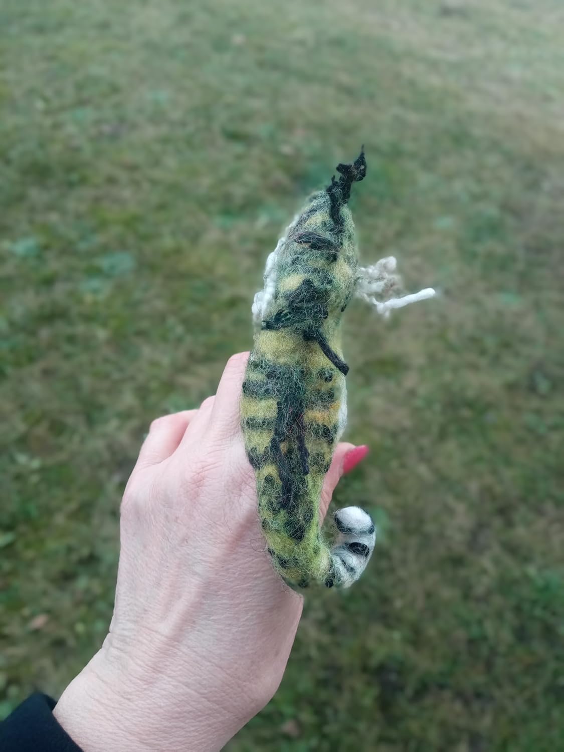 Felted finger puppet seahorse