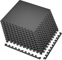 SUPERJARE 0 4 Thick 12 Pcs 48 Sq Ft Rubber Top Exercise Equipment Mats High Density EVA Foam