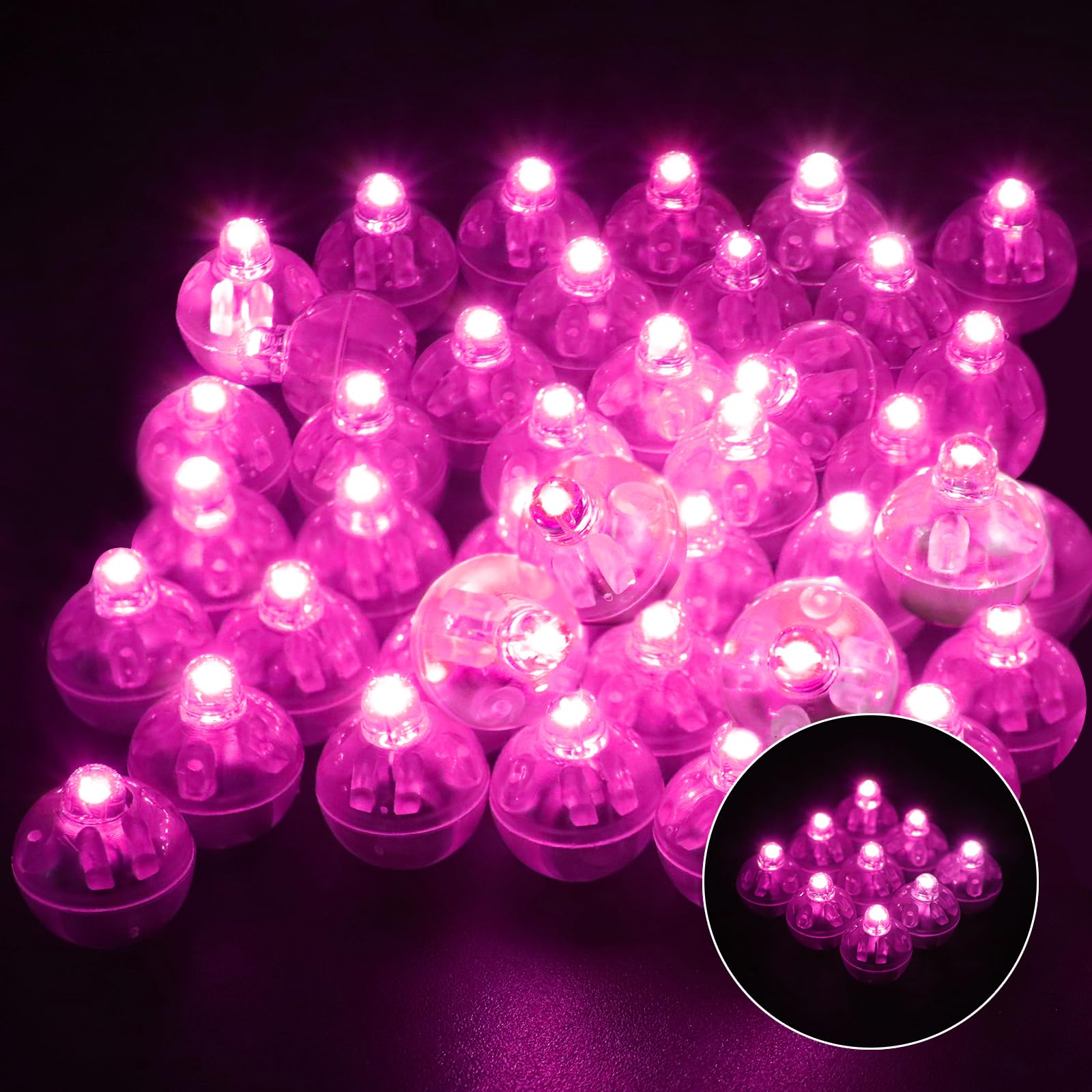 Balloon Lights, Mini LED Lights for Balloons, 100 PCS, Pink