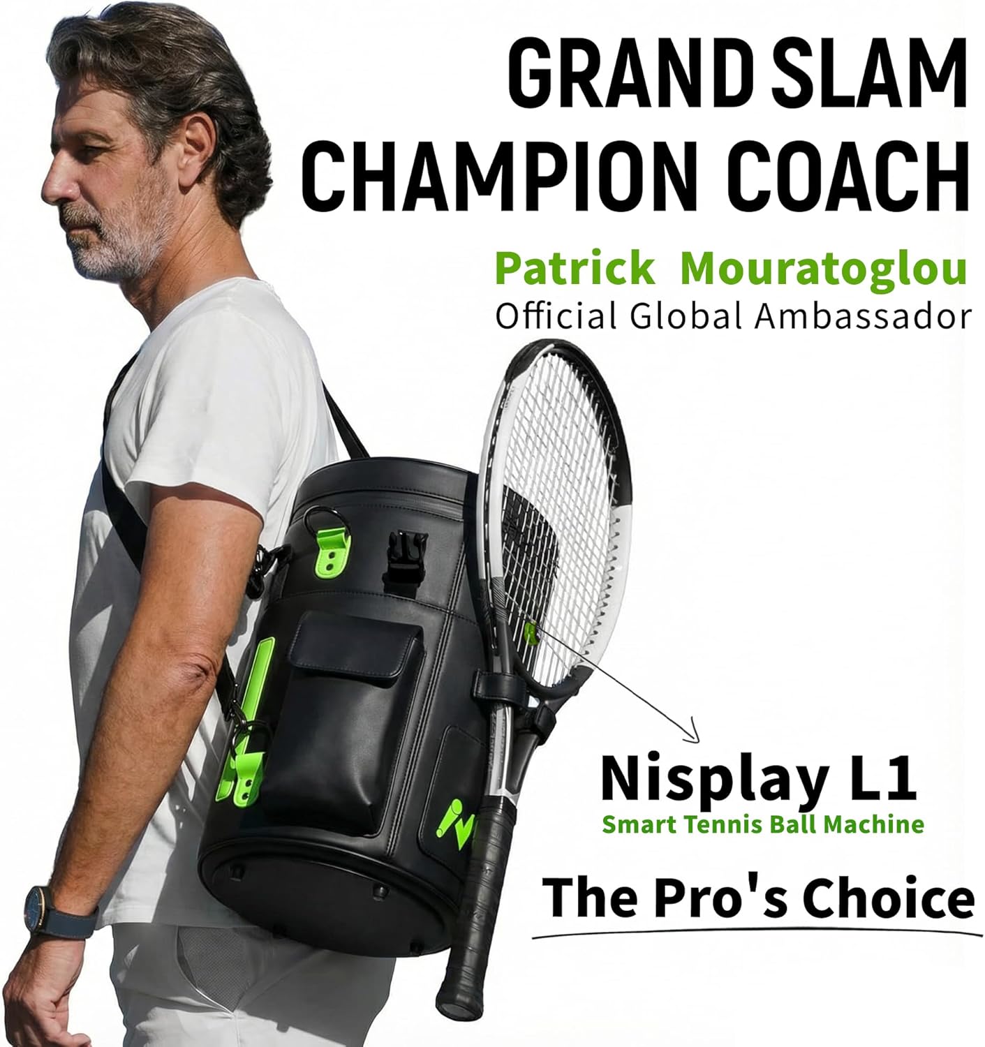 L1 Tennis Ball Machine, Ultra Light 6KG Backpack Design, Dual Control via APP & Remote, up to 50 Balls Capacity, 2–3 Hours Battery Life,Adjustable Speeds & Oscillating