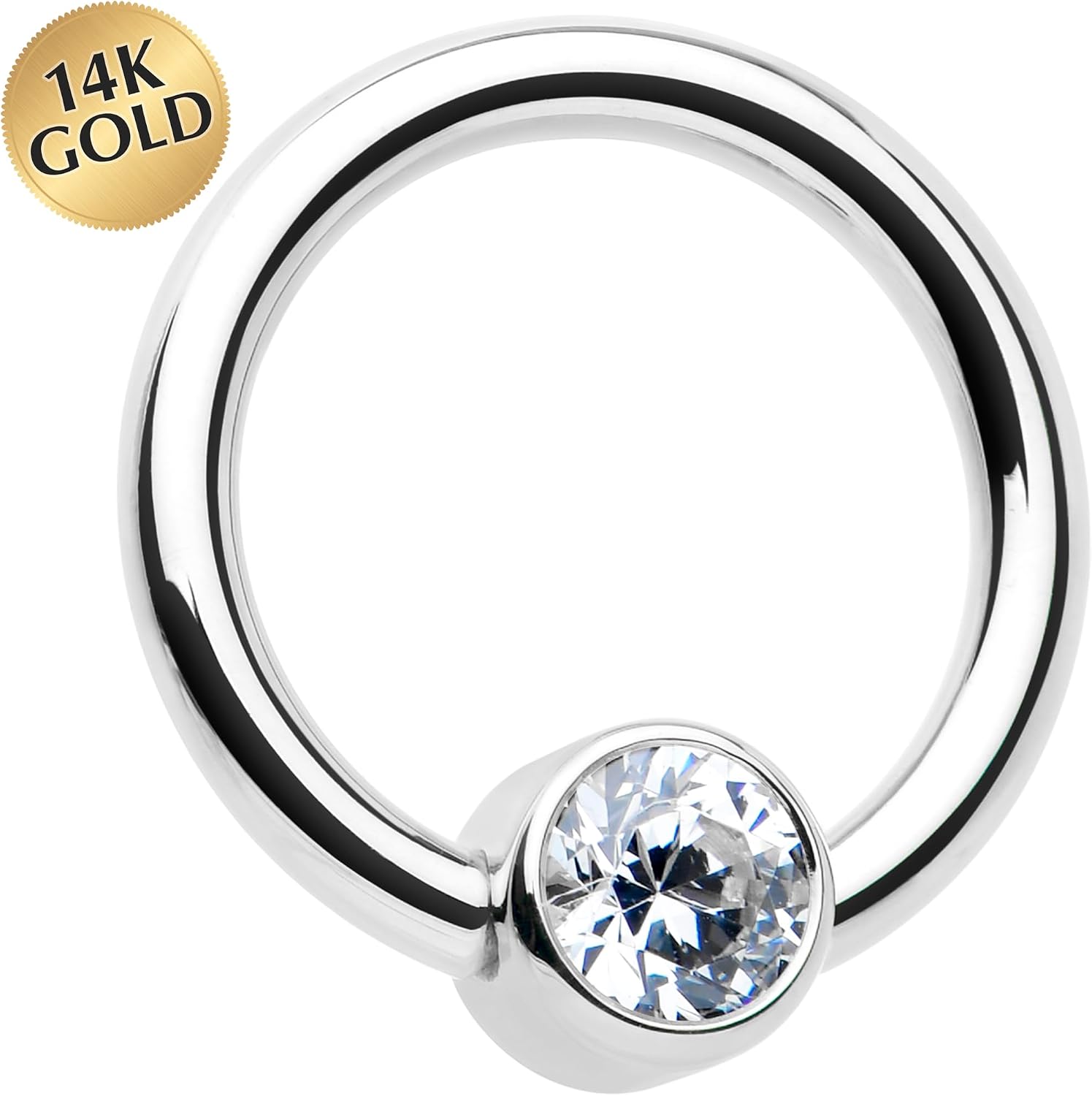 Body Candy Customizable 14G Captive Bead Ring 14k White Solid Gold CZ Captive Ring Personalized Nipple Cartilage Septum Body Piercing Jewelry