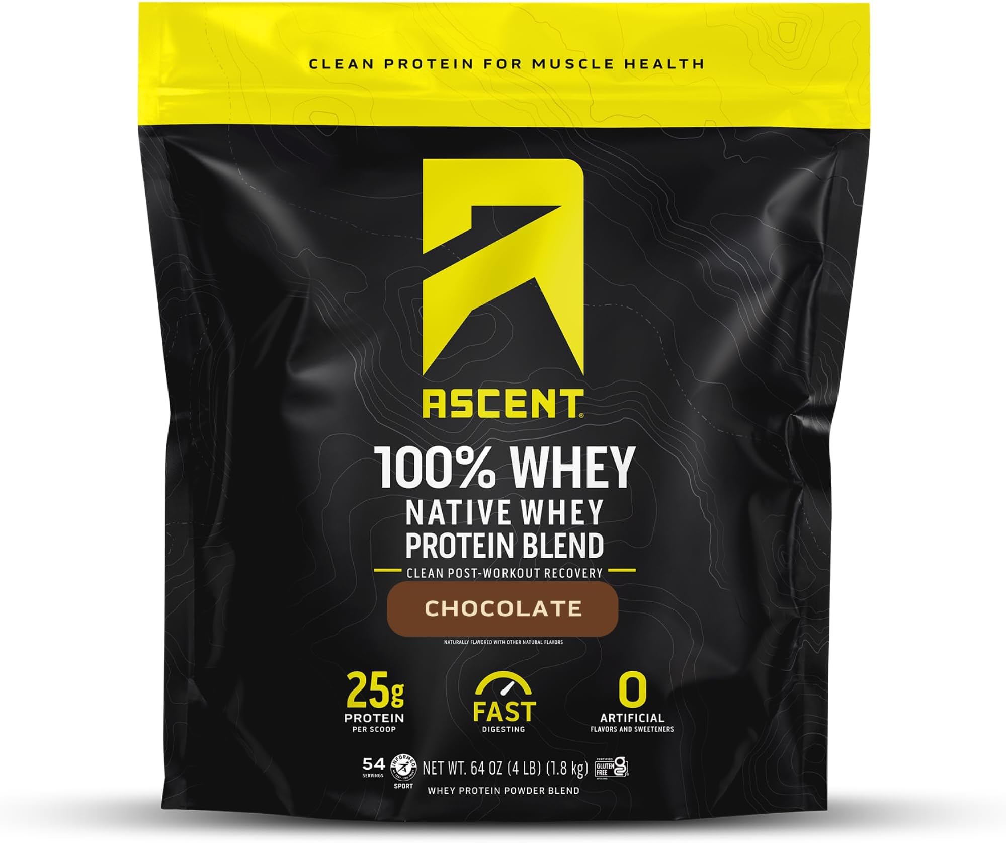 100% Whey Protein Powder - Post Workout Whey Protein Isolate, Zero Artificial Flavors & Sweeteners, Soy & Gluten Free, 5.5g BCAA, 2.6g Leucine, Essential Amino Acids, Chocolate 4 lb