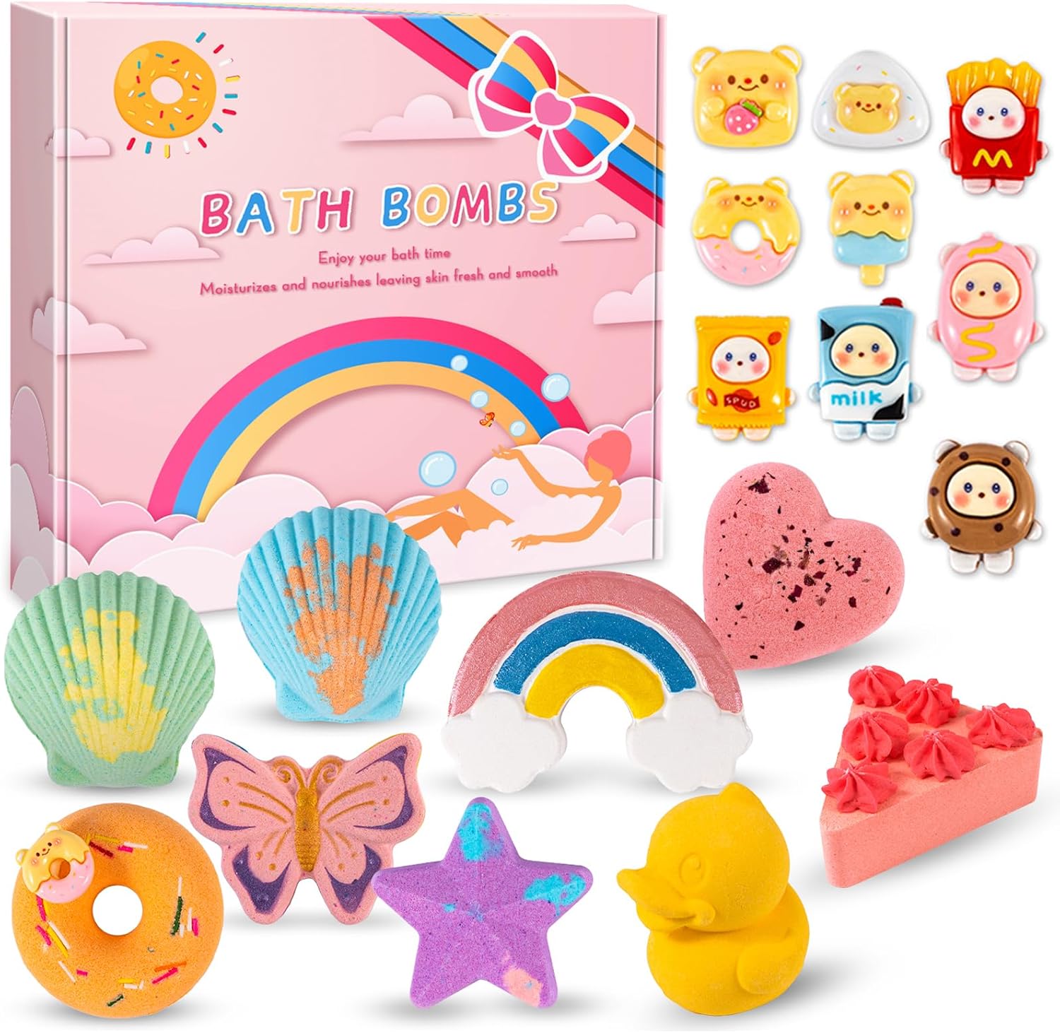 9XXL Bath Bombs for Kids with Surprise Toys Inside - 9 Pack Non-Toxic Bath Bombs Gift Set, Bubble Bath with 9 Scents, Birthday Gifts for Girls Boys Toddlers, Ideal for Valentines Day Easter