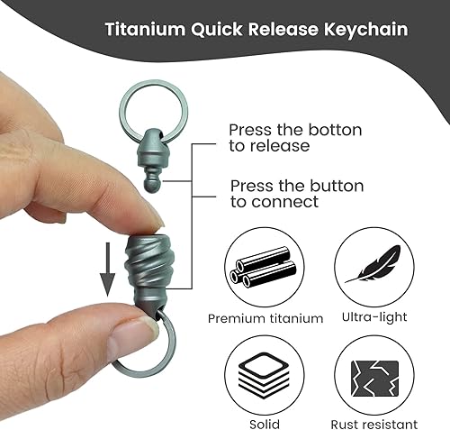 Miniatura 3 de Llavero de liberación rápida de titanio, único y desmontable de liberación rápida de doble extremo, llavero giratorio de doble extremo, soporte para