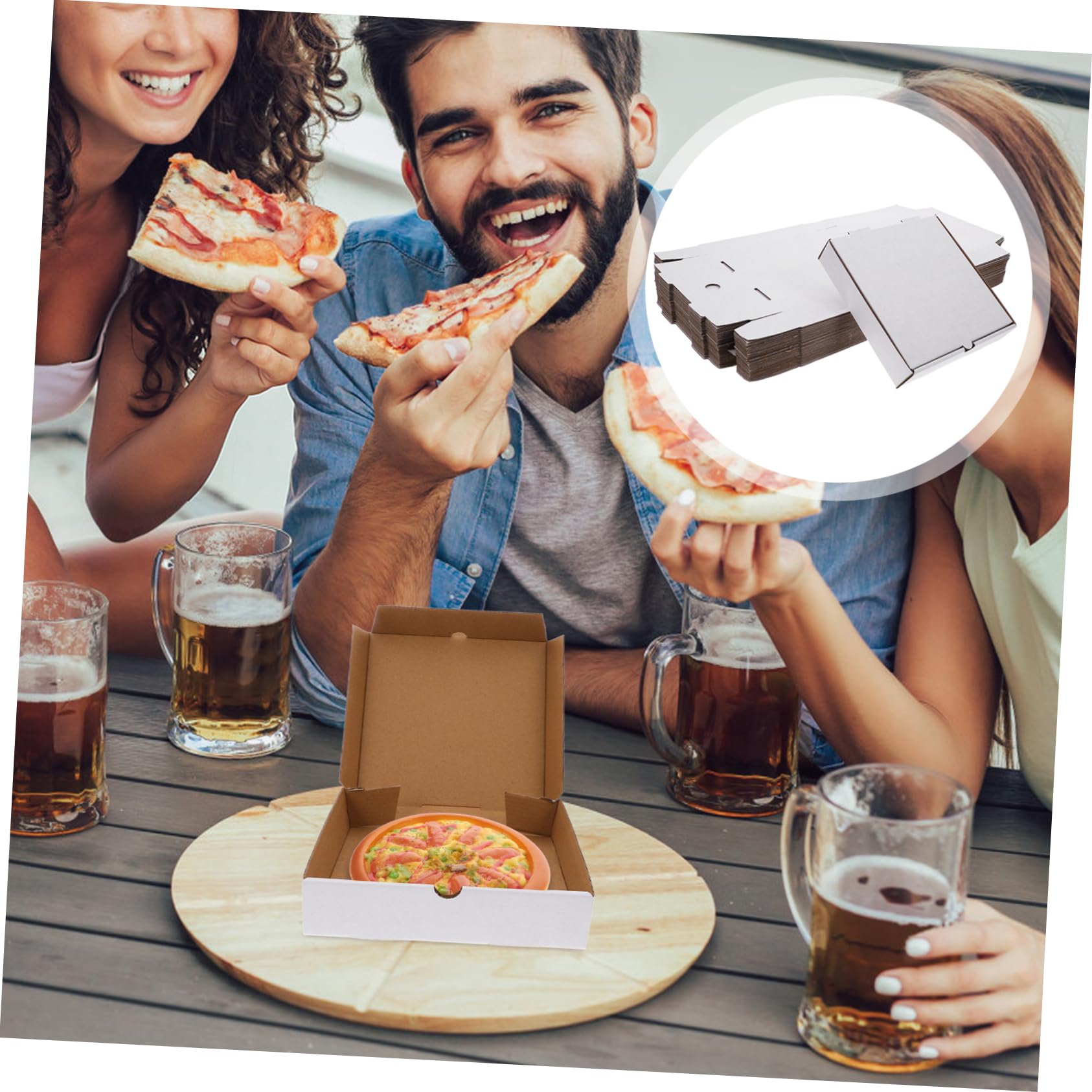 TOPBATHY 30 Scatole Pizza Bianche in Carta Kraft Riutilizzabili da 6 Pollici, Resistenti al Grasso, per Asporto e Conservazione della Freschezza, Confezione da 30 Pezzi