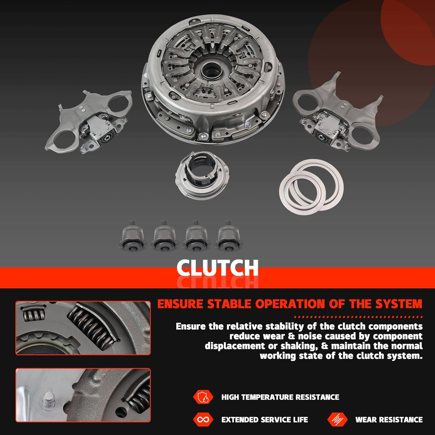 6DCT250 DPS6 Auto Transmission Clutch Kit with Clutch Release Fork Lever Compatible with 2013-2018 Ford Fiesta, 2012-2018 Focus, 2013-2017 EcoSport, 2012-2016 B-MAX, 2014-2016 C-MAX, 602000800