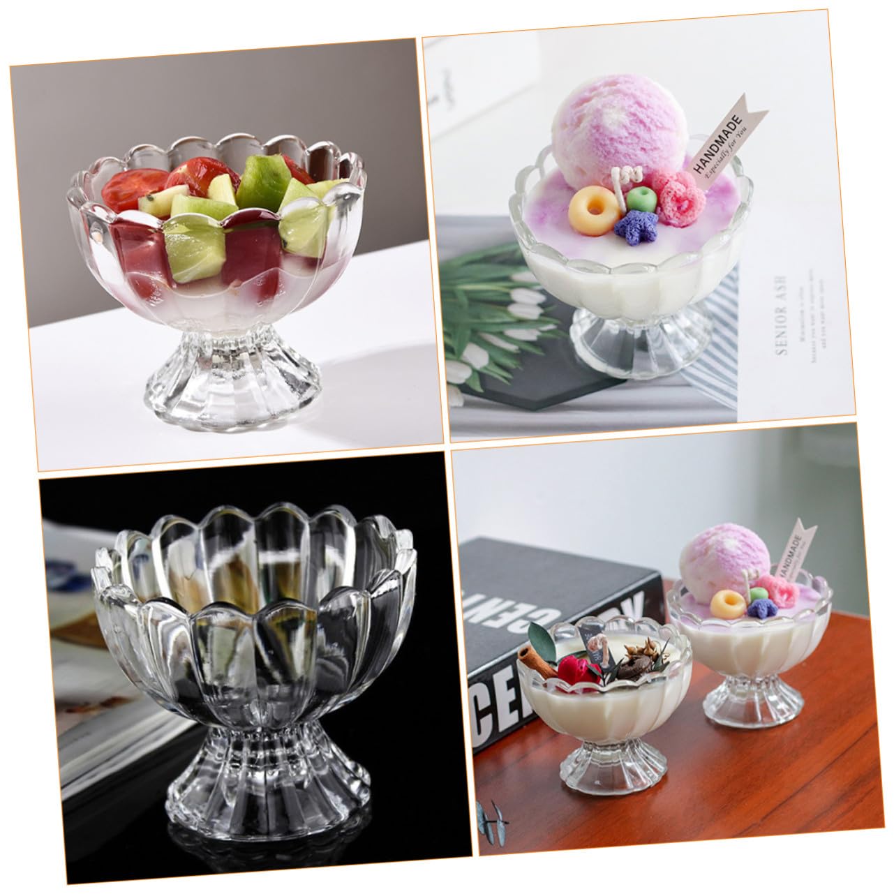 Gatuida Coppa Dessert in Vetro 100ml 6 Pezzi per Gelato e Budino | Superficie Liscia, Stampaggio Monopezzo, Coppette Trasparenti, Formato Compatto per Servizio Tavola