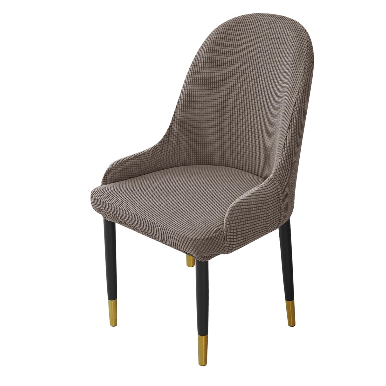 Juego de Fundas para Sillas de Comedor de 1 2 4 O 6 Plazas con Respaldo Curvo Y Reposabrazos para El Hogar Restaurante Cocina Fiesta Hotel Protector de Muebles (Juego de 6 Marrón Grisáceo)