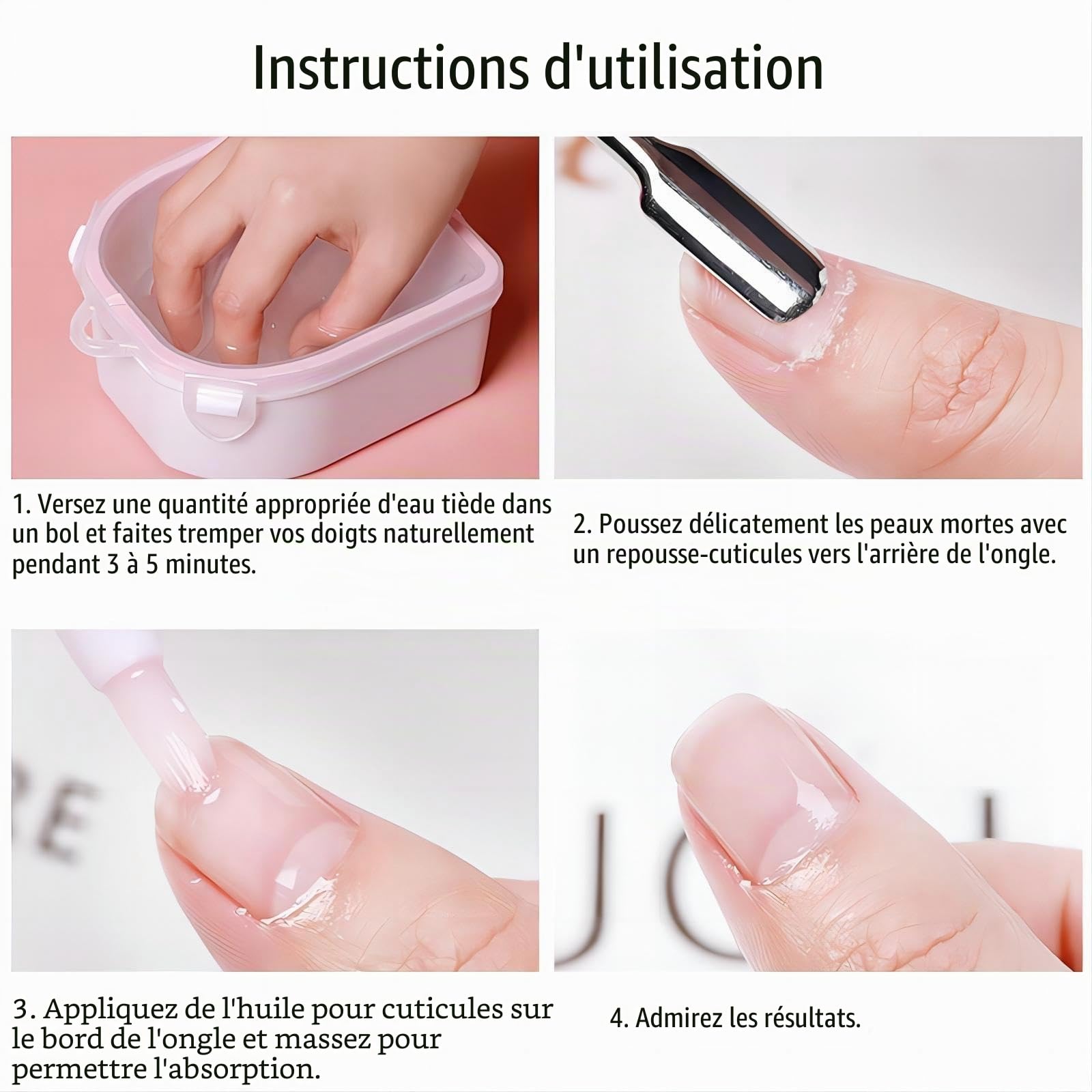 Lot de 2 bols de trempage pour ongles - Pour le nail art, le trempage, le trempage - Pour manucure, spa - Rose