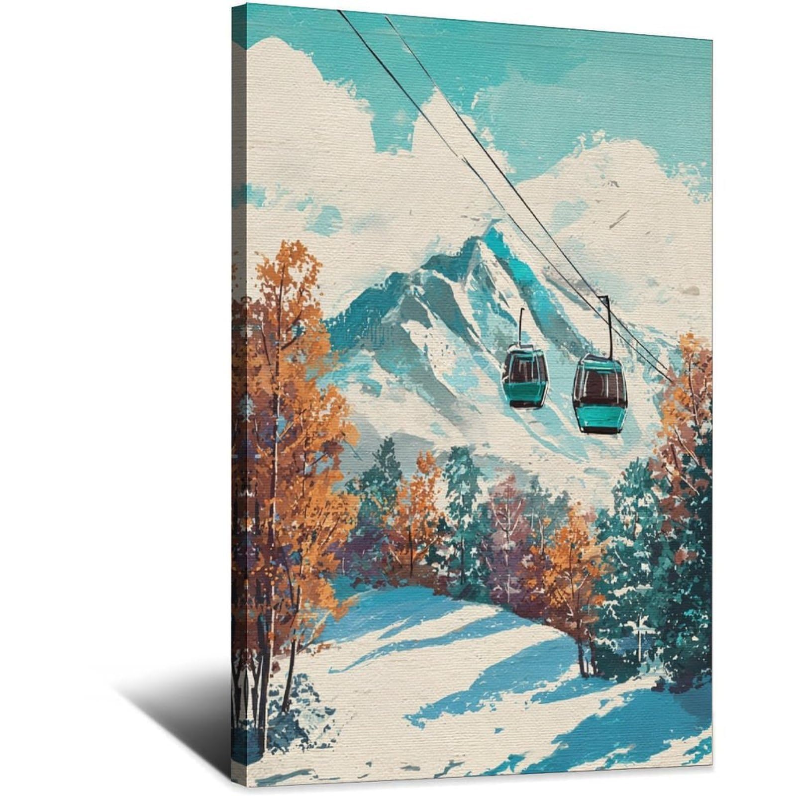 iPuzou Niseko Ski Posters 20x30inch(50x75cm) Vintage Watercolor Canvas Art