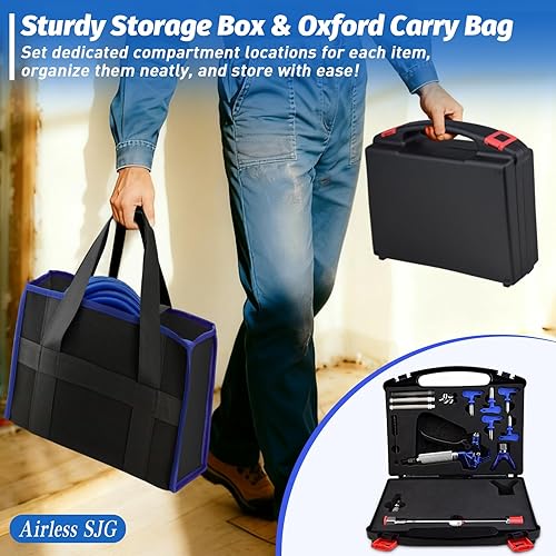 Miniatura 5 de 18 piezas Kit de pistola pulverizadora de pintura sin aire 3600PSI, con manguera de alta presión de 25 pies, varilla de extensión y puntas de