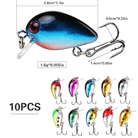 Mini Ice Fishing Lures Micro Crankbait with Treble Hook Fishing Bait 2.6cm/1.6g with Fishing Tackle Box for Freshwater Fishing by Sougayilang