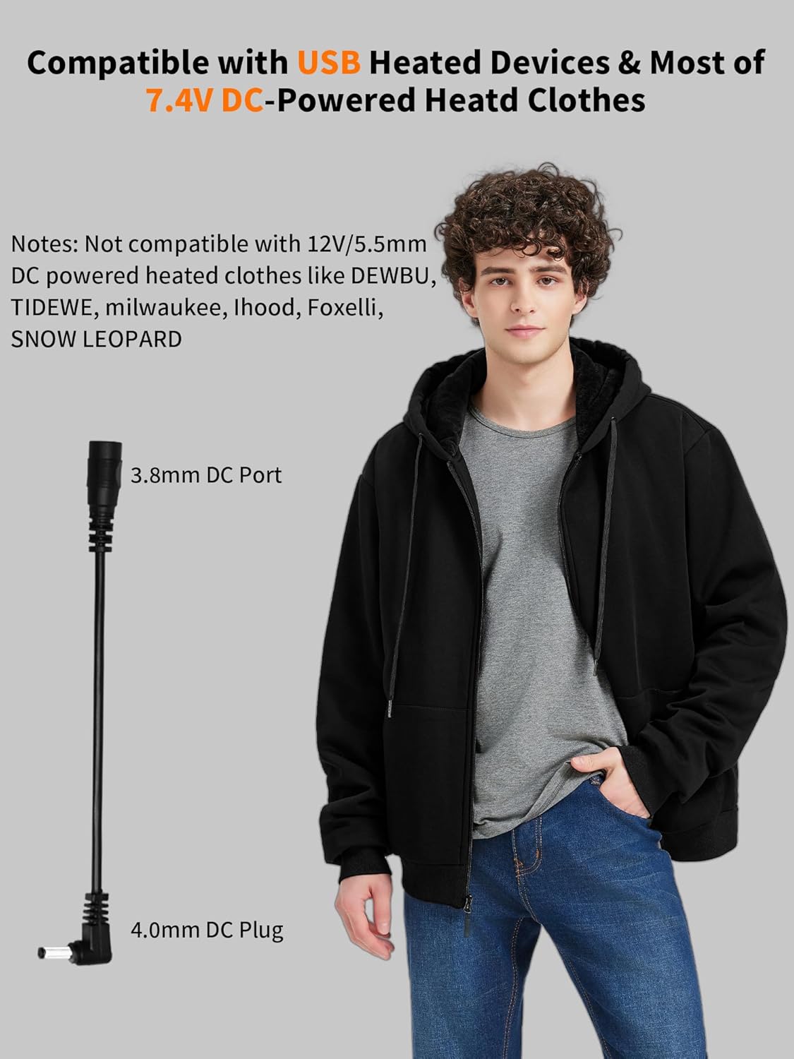 7.4V/5V Heated Vest Battery Pack, Compact 18400mAh Power Bank for Heat Jacket Hoodie Pants, DC USB Output Battery Pack Compatible with ORORO Venustas Weamest TODWARM Arris ZNK Sevdiea - Image 2