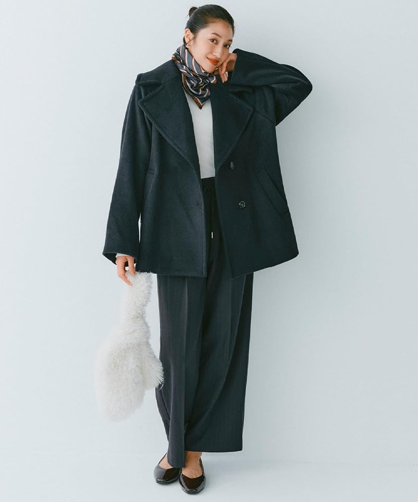 Amazon | [ オペークドットクリップ ] Pコート カシミヤブレンドウール