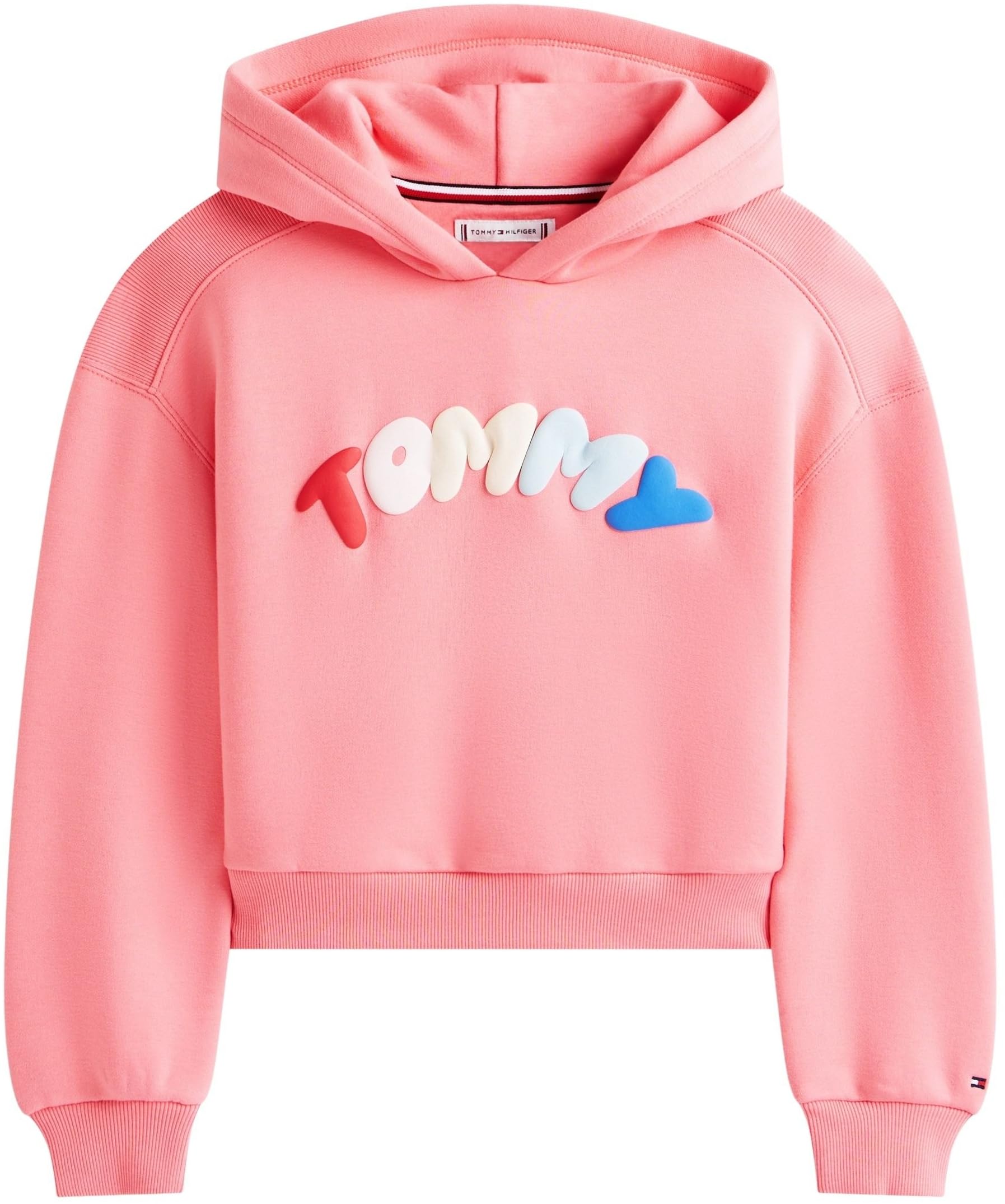 Tommy Hilfiger Dziewczęca bluza z kapturem z nadrukiem Tommy Puff KG0KG09241, RÓŻOWA (Tropical Blush), 6 lat