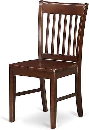 Miniatura 5 de East West Furniture NFC-MAH-W Norfolk Dining Room Chairs - Slat Back Solid Wood Seat Chairs, Set of 2, Mahogany Mahogany,Negro y