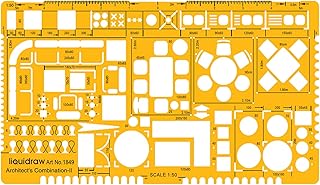 Liquidraw 1:50 Scale Architectural Scale Ruler Drawing Template Stencil Architect Technical Drafting Supplies, Architecture Furniture Design Symbols for House Interior Floor Plan
