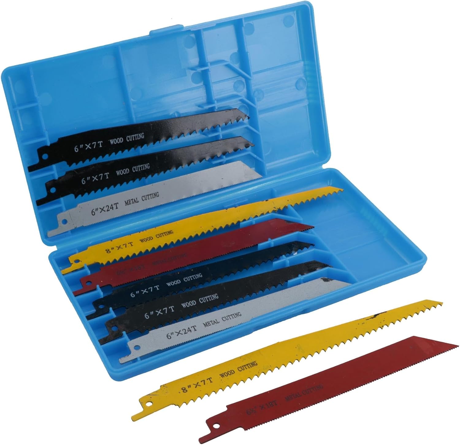 10pc Reciprocating Saw Blade Set Blades Wood Metal Cutting 1/2" Shank TE747