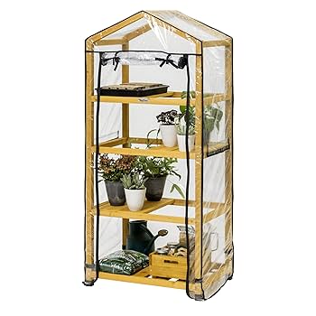 ウッドシェルフ　カーテン付き Amazon.co.jp: タカショー 温室 ウッドシェルフ ビニールカバー