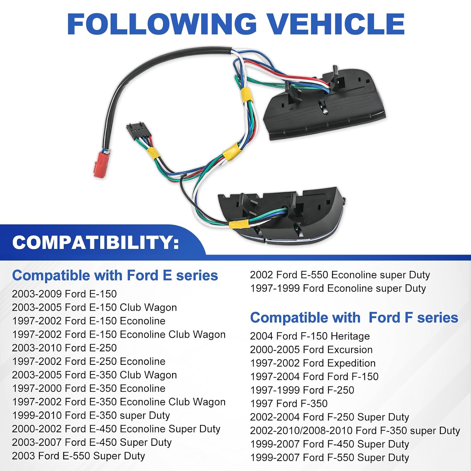 Steering Wheel Mounted Cruise Control Switch Buttons Kit 1C3A9D809AA Compatible with Ford F-150/250/350 Super Duty 1997-2004, 1999-2007 E-150/250/350/450/550, Excursion, Expedition