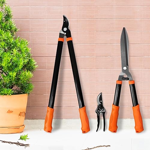 Miniatura 7 de Goleray Garden Tools - Juego de 3 tijeras de jardinería con podadora, cortasetos y tijeras de podar, cortador de ramas para árboles, flores,