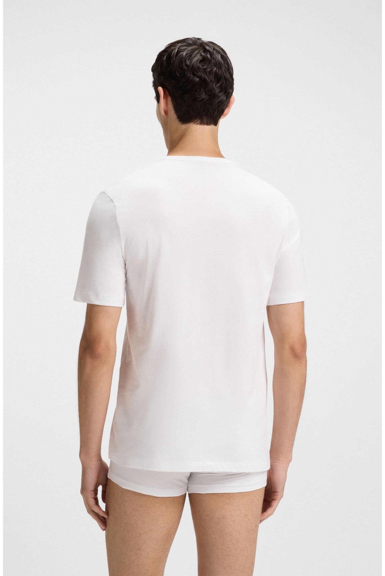 HUGO Męski T-shirt RN Triplet P, trójpak, z bawełny, z logotypem, White100, XS