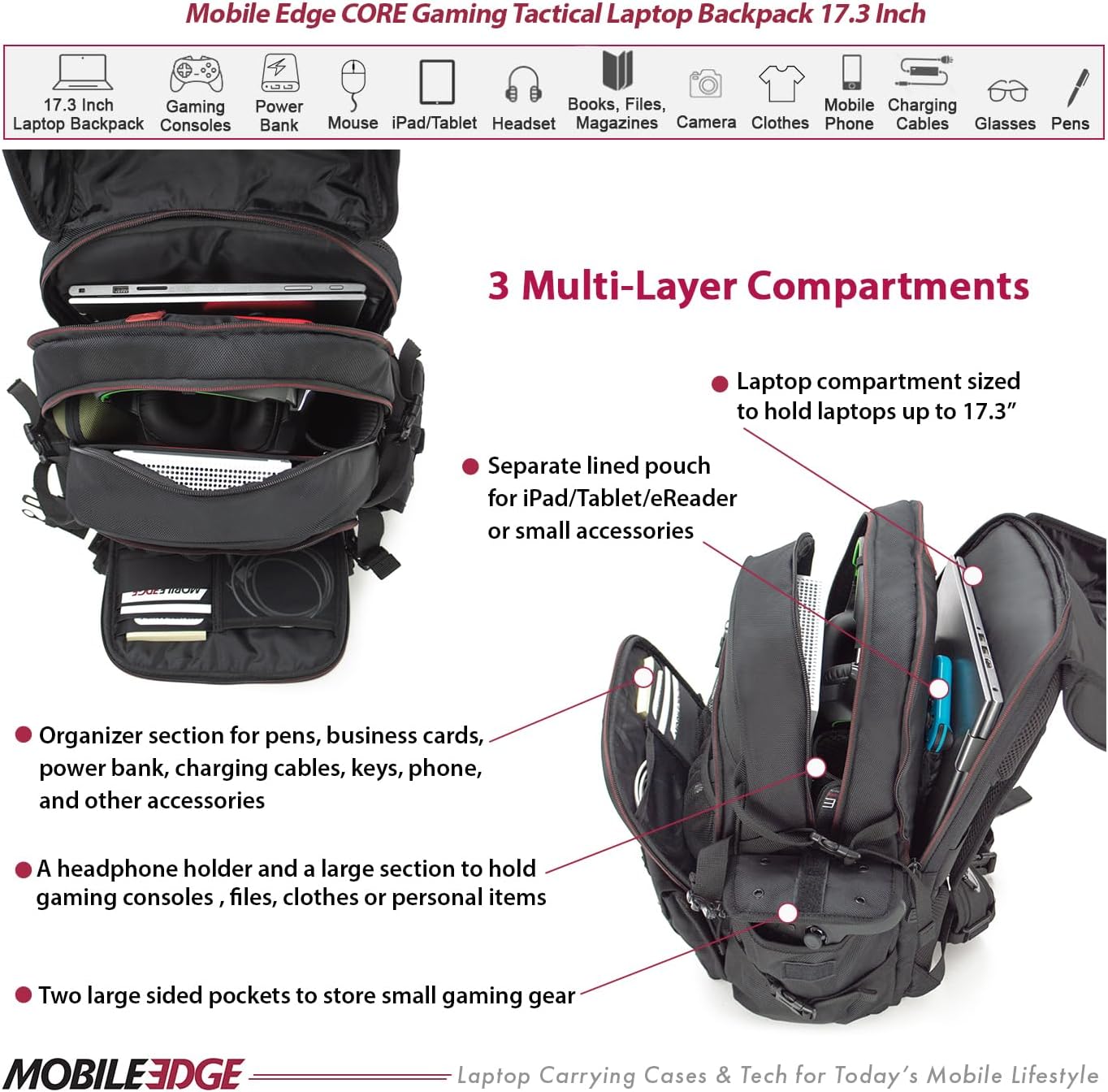 Mobile Edge Core Gaming Tactical Backpack for Men Nigeria Ubuy