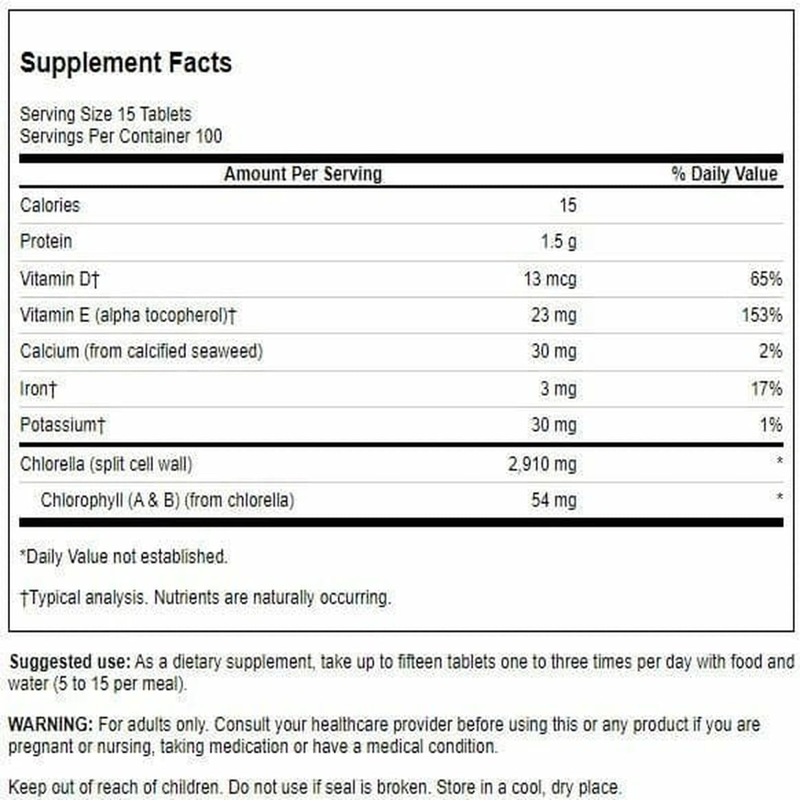 Swanson Chlorella 194 mg, Vegetarian, 1500 Tablets — Amazon image 2