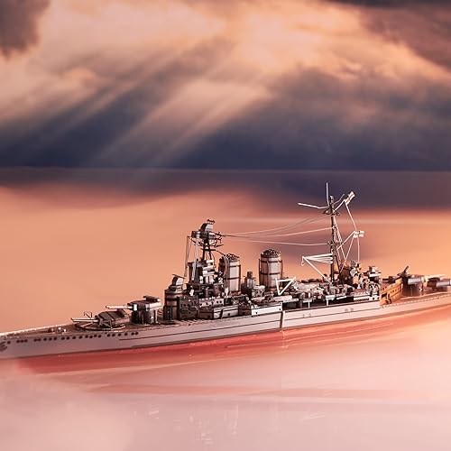 Miniatura 5 de Piececool Rompecabezas 3D para adolescentes, modelos de buques de guerra de metal, HMS Hood Battleship 3D, kits de construcción para adultos,