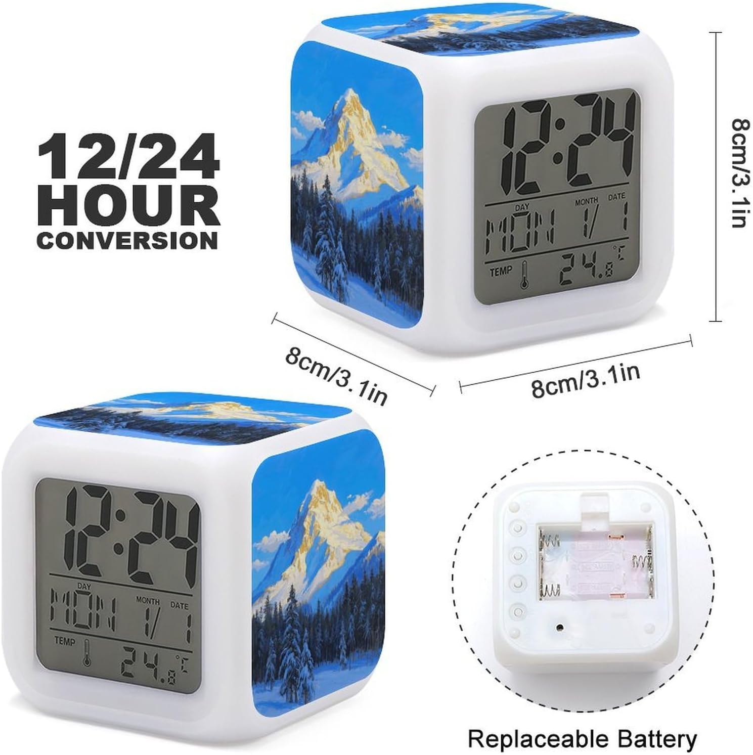 Snowy Mountain Digital Alarm Clock Alarm Clock for Bedroom image 2