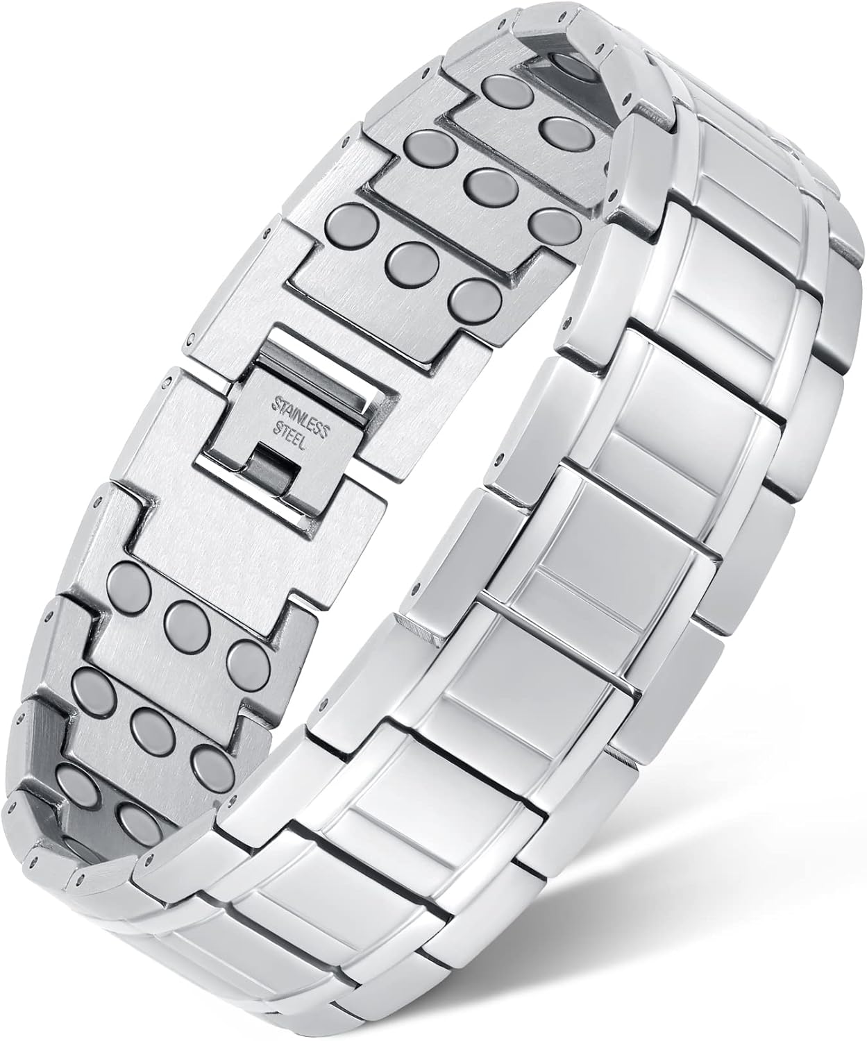 Feraco 3X Magnetic Bracelets for Men Titanium Steel Magnetic Bracelet with 3 Rows Magnets (Gunmetal)