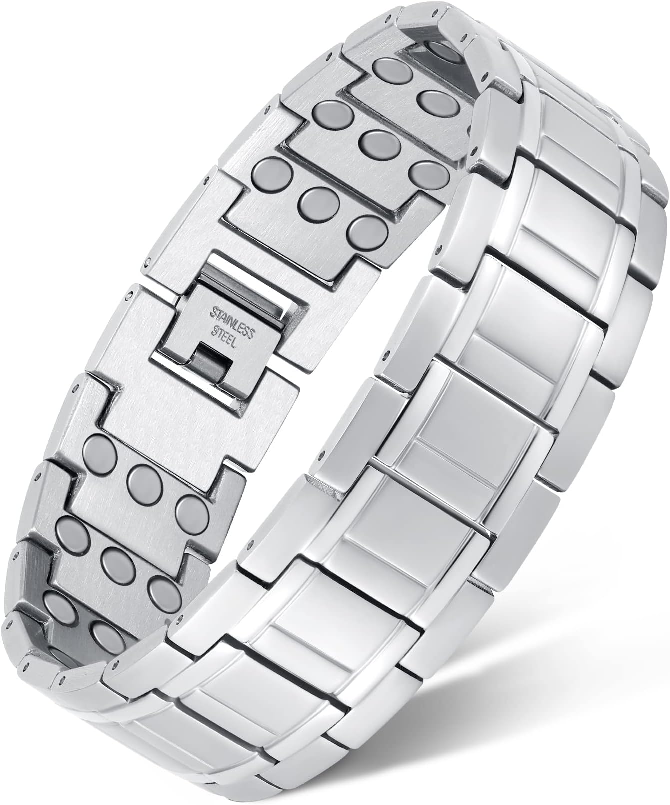 Feraco 3X Magnetic Bracelets for Men Titanium Steel Magnetic Bracelet with 3 Rows Magnets (Gunmetal)