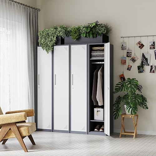 Miniatura 2 de Letaya Armario de metal con 5 puertas con cerradura, gabinete de almacenamiento de acero de 71 pulgadas de alto para escuela, oficina, gimnasio,