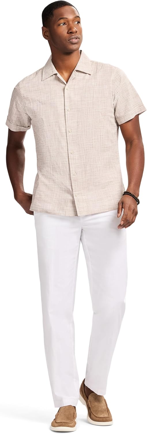 Izod Mens Luxury Classics Short Sleeve Textured Button Down Shirt - Image 3