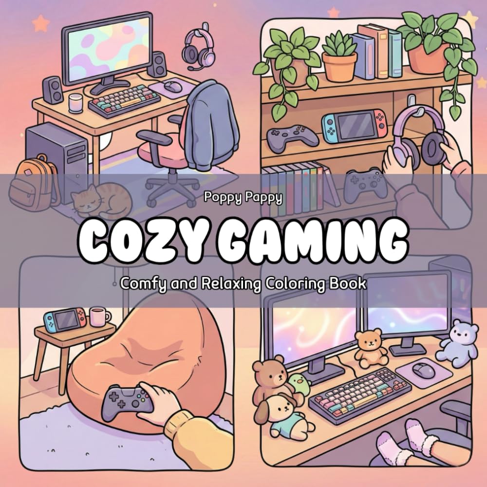 Cozy Gaming: Comfy and Relaxing Coloring Book for Adults & Teens Featuring Cozy Gaming Corners and Chill Moments (Cozy Coloring)