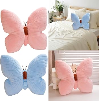Generic Butterfly Shaped Throw Pillow, Cotton Fill, 15.7 x 15.7 Inch Soft Butterfly Stuffed Seat Cushion Pad, Decorative Animal Pillow for Living Room (Pink)