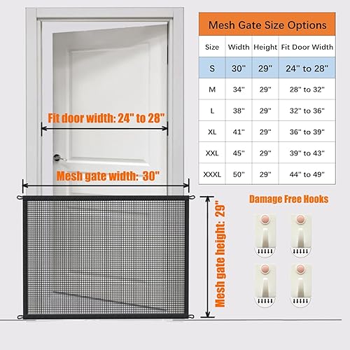 Miniatura 3 de Puerta para perros para escaleras Puertas para mascotas para la casa Puerta de malla para perros para puertas, escaleras, seguridad interior de 29