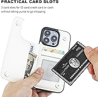 Vista 3 de ONETOP Funda tipo cartera compatible con iPhone 15 Pro con soporte para tarjetas, funda de piel sintética con ranuras para tarjetas, doble cierre