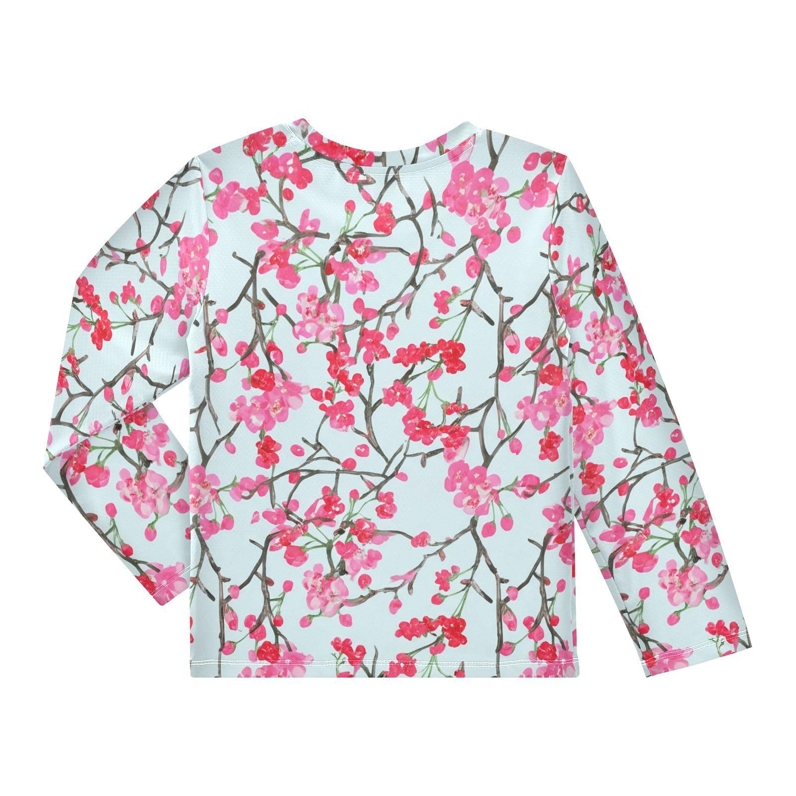 Watercolor Cherry Blossom Rash Guard Shirt for Boys Sun Protection Shirt for Kids Toddler UPF50+ 7-8T