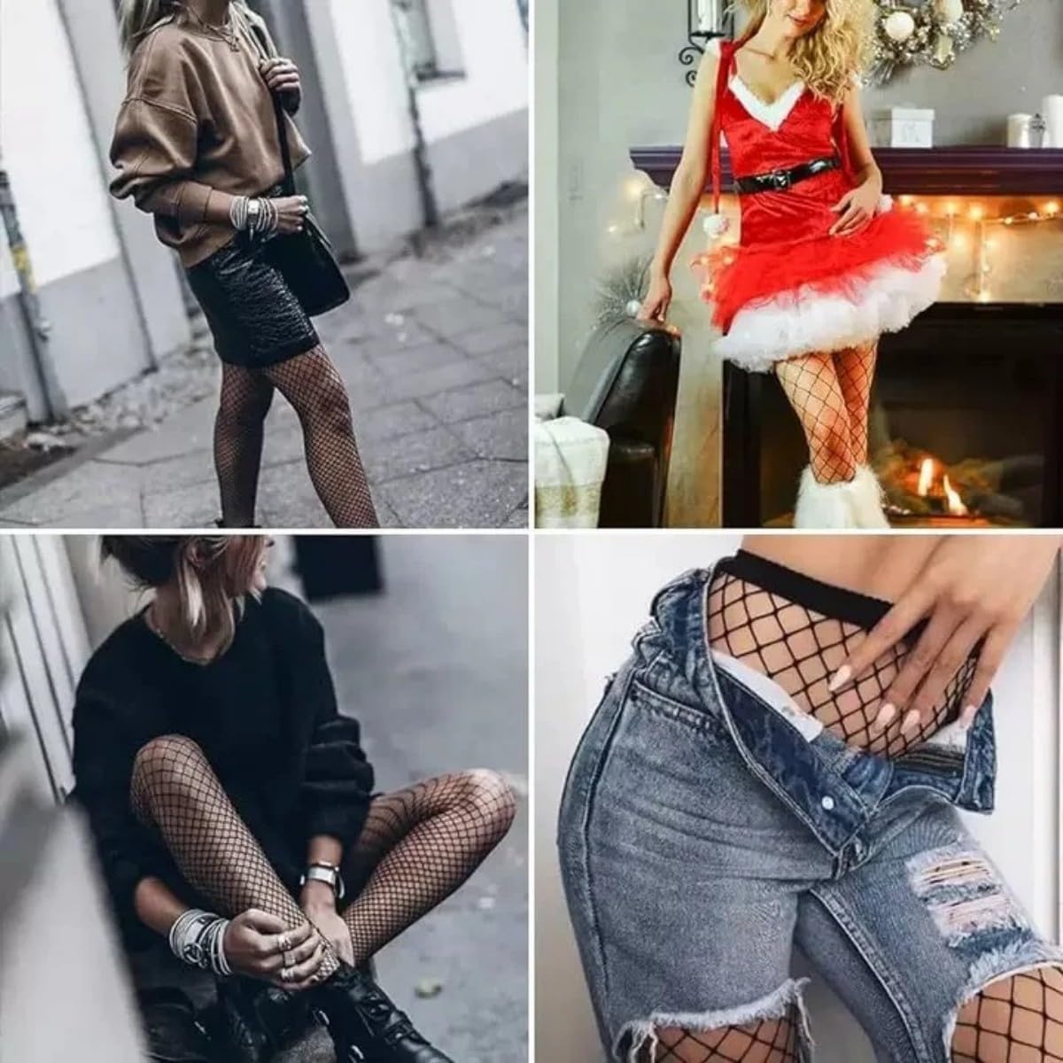 Black Fishnet Tights for Women High Waist Pantyhose Plain Sexy Cross Mesh Tights Ladies Fish Net Goth Stockings