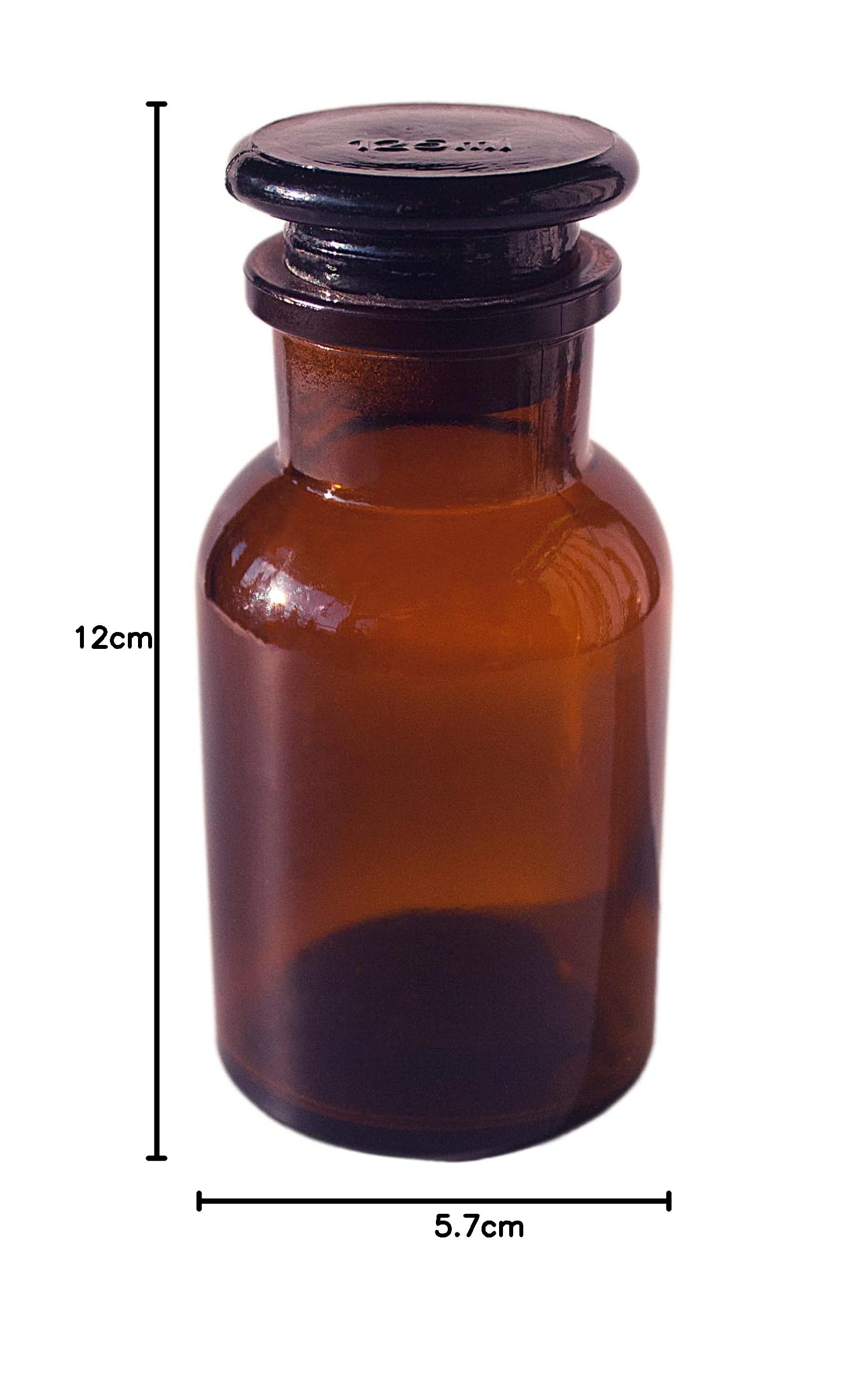 JoanLab Apothekerflasche (6er Pack) aus Braunglas mit Schliffdeckel, 125 ml, für Labor, Apotheke, Küche