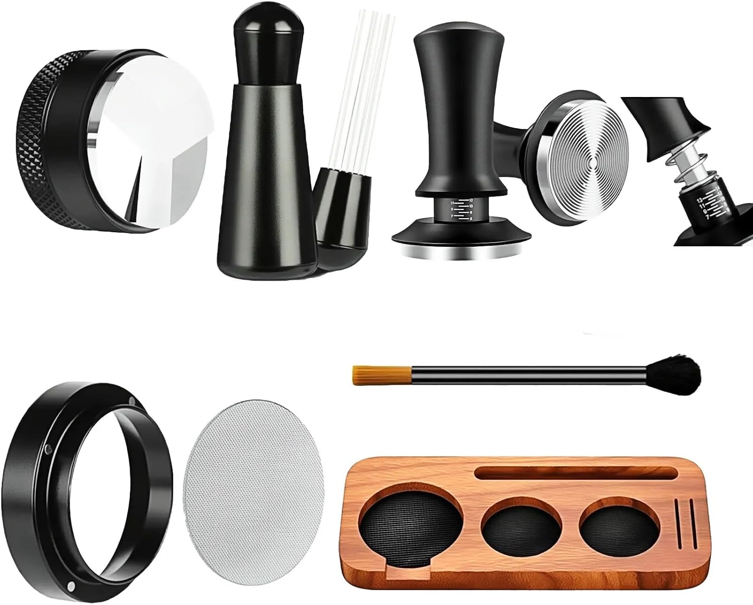 51mm Espresso Accessories Kit, 7PCS Espresso Tamper Set with WDT Tool, Distributor, Dosing Funnel & Tamping Station Espresso Machine Accessories
