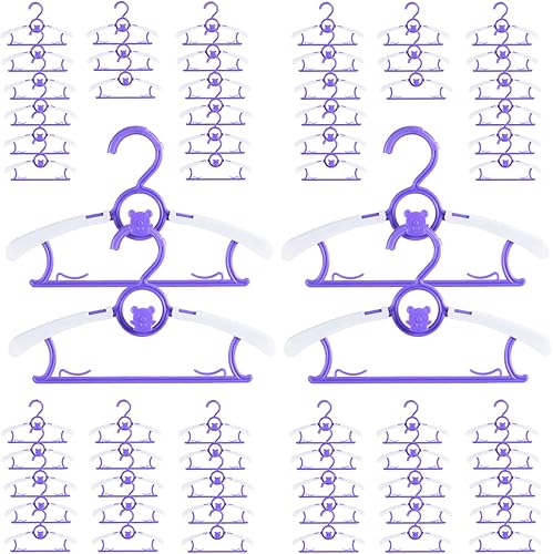 Perchas de plástico para bebé, para guardería, armario, paquete de 60 perchas de plástico para niños, ahorro de espacio, antideslizantes,