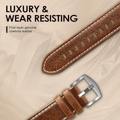 Vista 70 de Correa de cuero compatible con correas de Apple Watch de 1.811 in, 1.772 in, 1.732 in, 1.654 in (Serie 1/2/3) para hombres y mujeres, correa de Azul