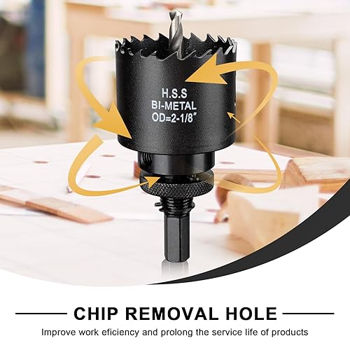 Vista 75 de Sierra perforadora de 2 3/4" (70 mm) para madera y plástico, broca de núcleo de cortador de agujeros bimetálico HSS para paneles de yeso, tableros