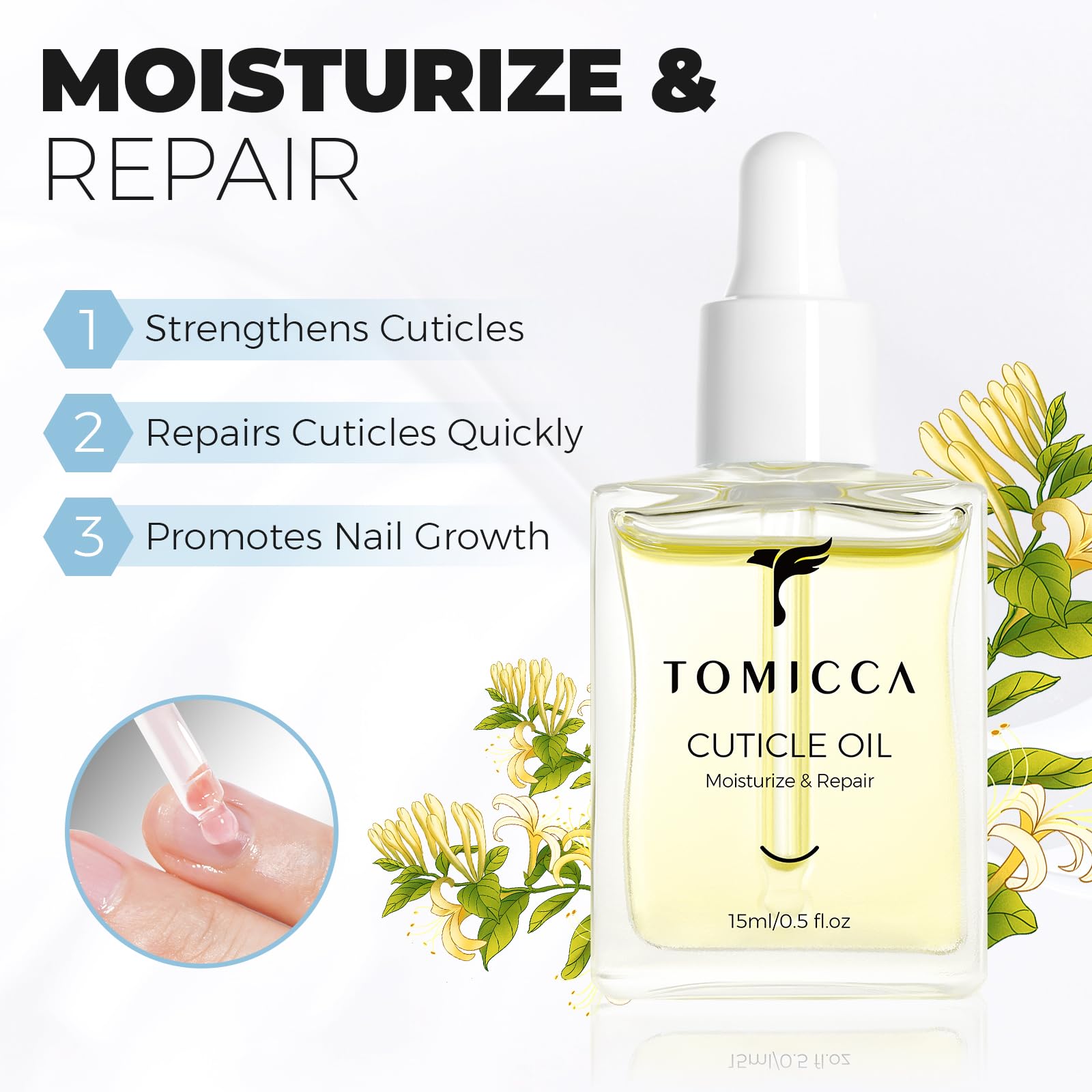 TOMICCA Cuticle Oil, 15ml Moisturize & Repair Cuticle Serum with Vitamin E - Image 3