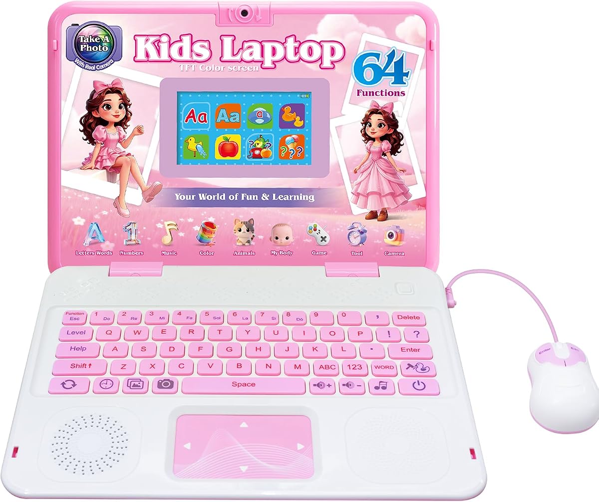 Kids Laptop with Camera Educational Color Screen Computer with 64 Learning Modes Laptop for Kids Ages 5+