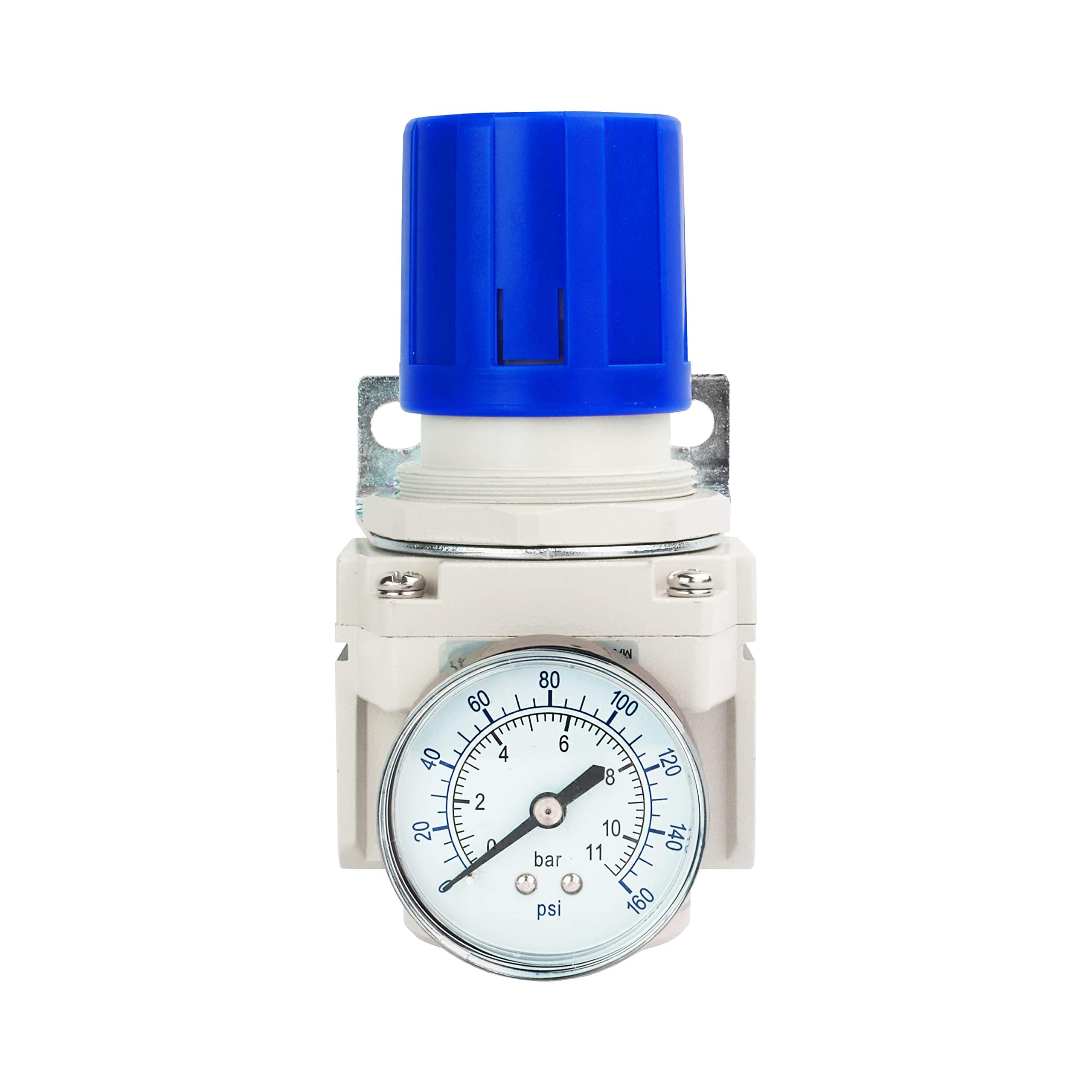 BLCH Régulateur d'air comprimé 1/2" BSP - Régulateur de pression pour compresseur, système de séchage à l'air AR4000-04 Manomètre 0-160 PSI