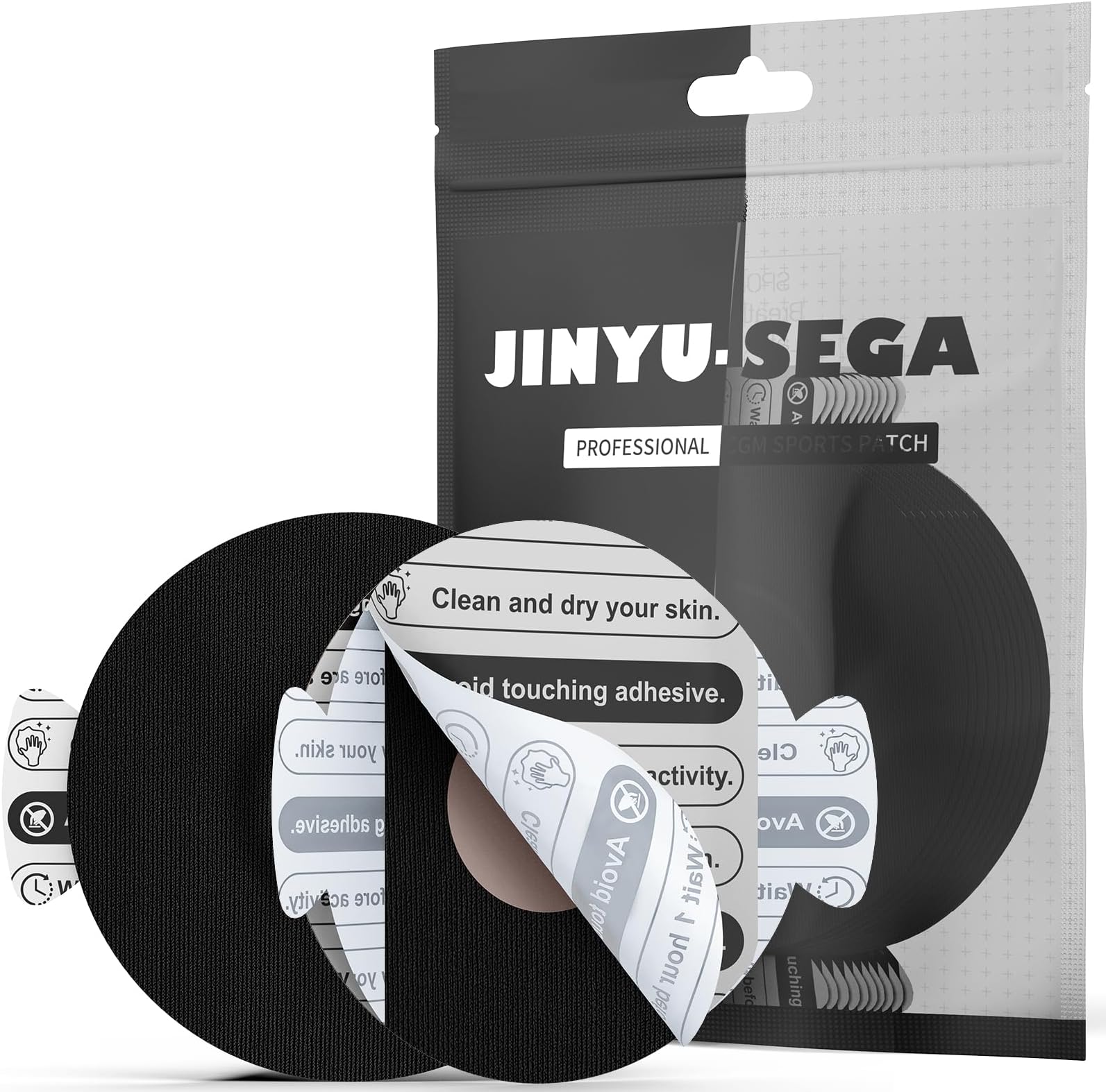 Sensor Patches for Guardian 4,Libre 3 & Lingo, G7 & Stelo, 30pcs Easy-Peel Pre Cut Backing Adhesive Patches,Waterproof and Breathable Overpatches,No Glue in Center for 14+ Days (Black)