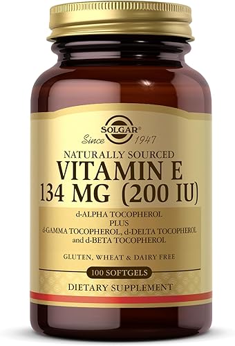 SOLGAR Vitamina E 200 UI – 100 cápsulas blandas – Antioxidante natural, apoyo al sistema inmunológico – Sin gluten, sin lácteos – 100 porciones